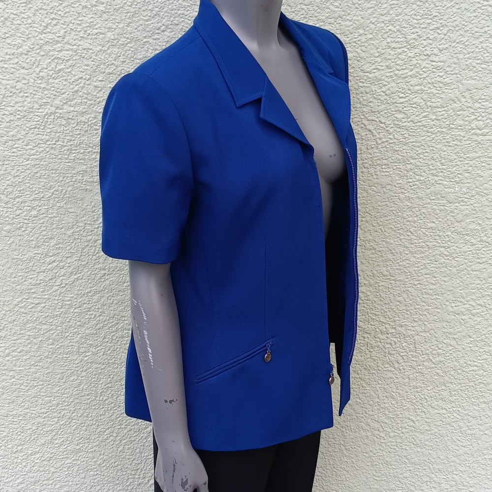 KASPER A.S.L. (LADIES UNIQUE  SHORT SLEEVE/FULL ZIP WORK/UTILITY BLAZER JACKET